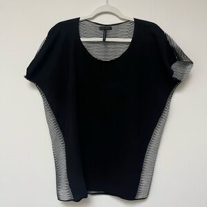 Sarah Pacini Black and White Striped Short Sleeve Top